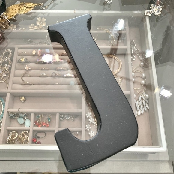 Letter J Monogram Matte Black Metal Wall Hanging - Picture 1 of 3